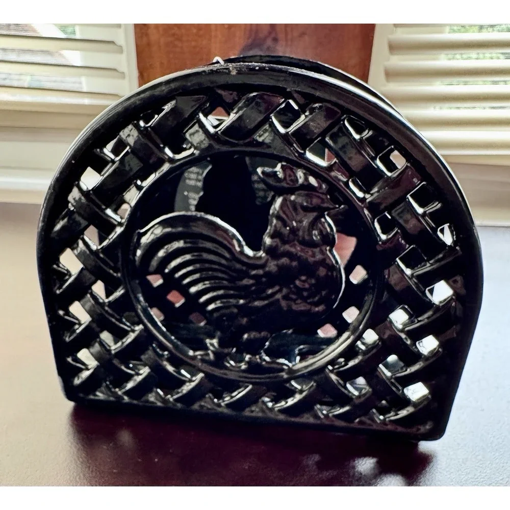 Basics Cast Iron Rooster Napkin Holder Black Farmhouse Kitchen Table Decor